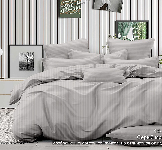 Постельное белье страйп-сатин 130г/м2, серый мрамор