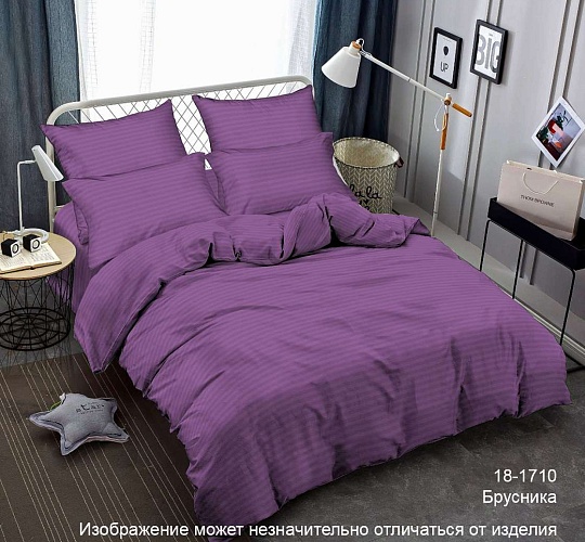 Постельное белье страйп-сатин 130г/м2, брусника