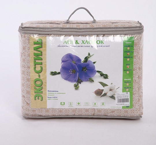 Одеяло Эко-стиль 150г/м2 (синтетическое волокно с добавлением льняных волокон/перкаль хлопок 100%)