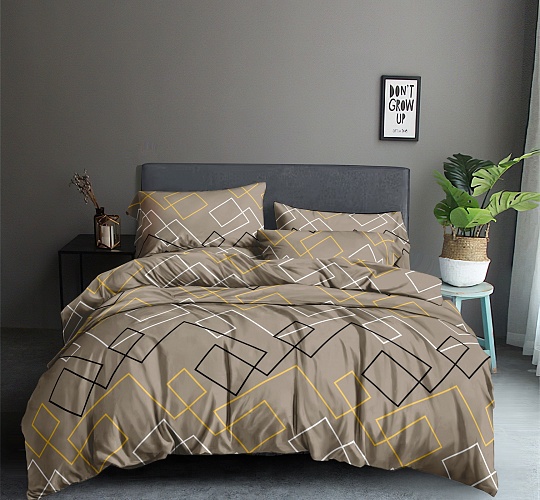 Постельное белье 2-спальное с двумя наволочками 50х70 (полисатин набивной, 80г/м2), расцветка ассорти