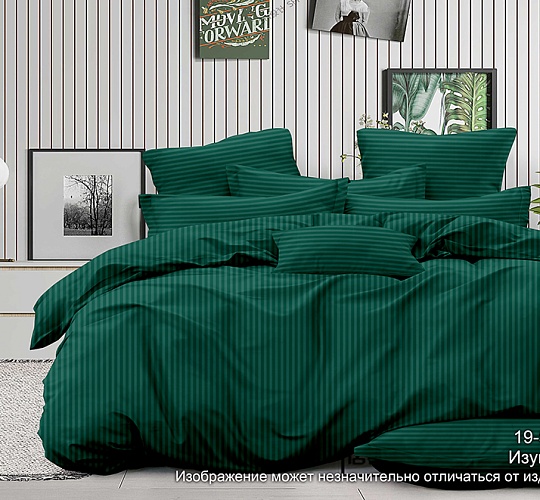 Постельное белье страйп-сатин 130г/м2, изумруд
