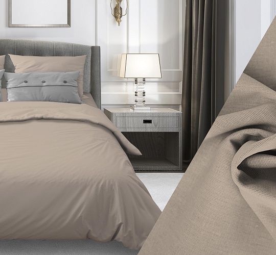 Постельное белье бязь ГОСТ гладкокрашенная 140г/м2, темно-бежевый