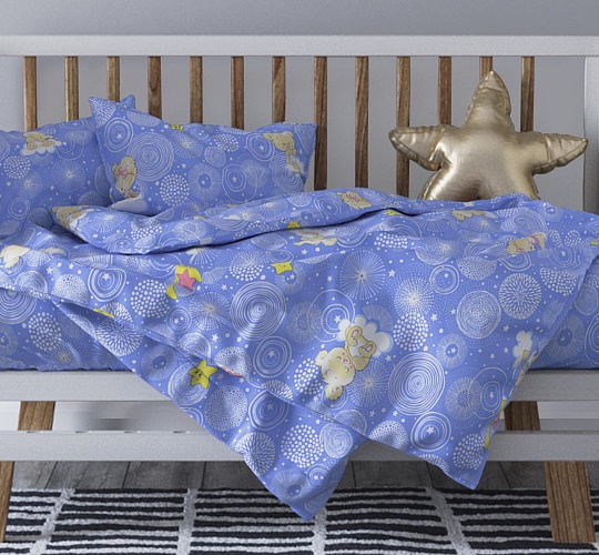 Постельное белье детское (ясли) с одной наволочкой 60х60 (бязь ГОСТ набивная, 140г/м2), расцветка ассорти