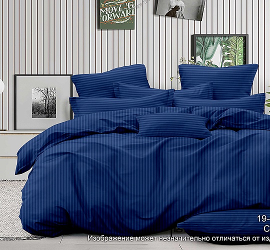 Постельное белье страйп-сатин 130г/м2, синий