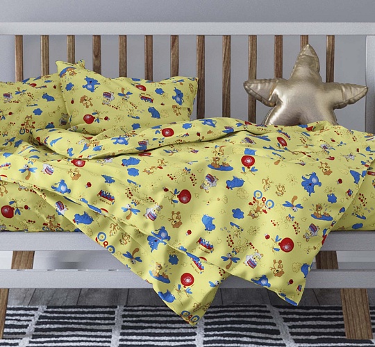 Постельное белье детское (ясли) с одной наволочкой 60х60 (бязь ГОСТ набивная, 140г/м2), расцветка ассорти