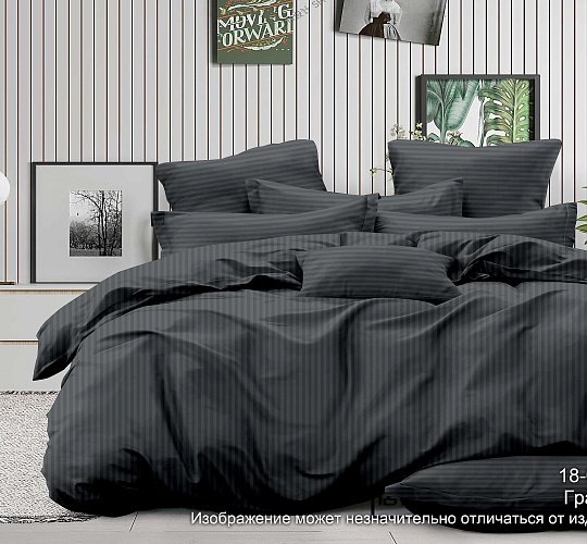Постельное белье страйп-сатин 130г/м2, графит
