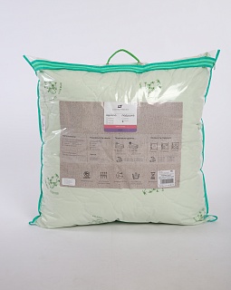 Подушка Бамбук 70х70см (внешний слой: синтетическое волокно с добавлением бамбуковых волокон, наполнитель: силиконизированное шаровое волокно, чехол: тик смесовый)