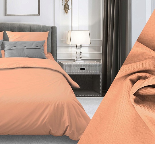 Постельное белье бязь ГОСТ гладкокрашенная 140г/м2, персик