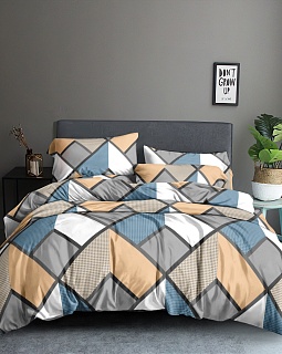 Постельное белье Евро с двумя наволочками 50х70 (полисатин набивной, 80г/м2), расцветка ассорти