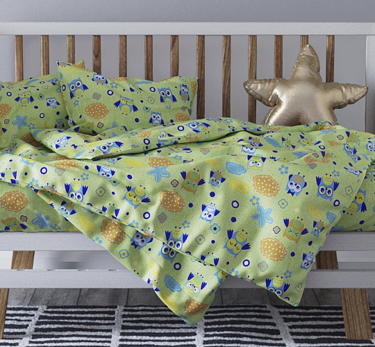 Постельное белье детское (ясли) с одной наволочкой 60х60 (бязь ГОСТ набивная, 140г/м2), расцветка ассорти